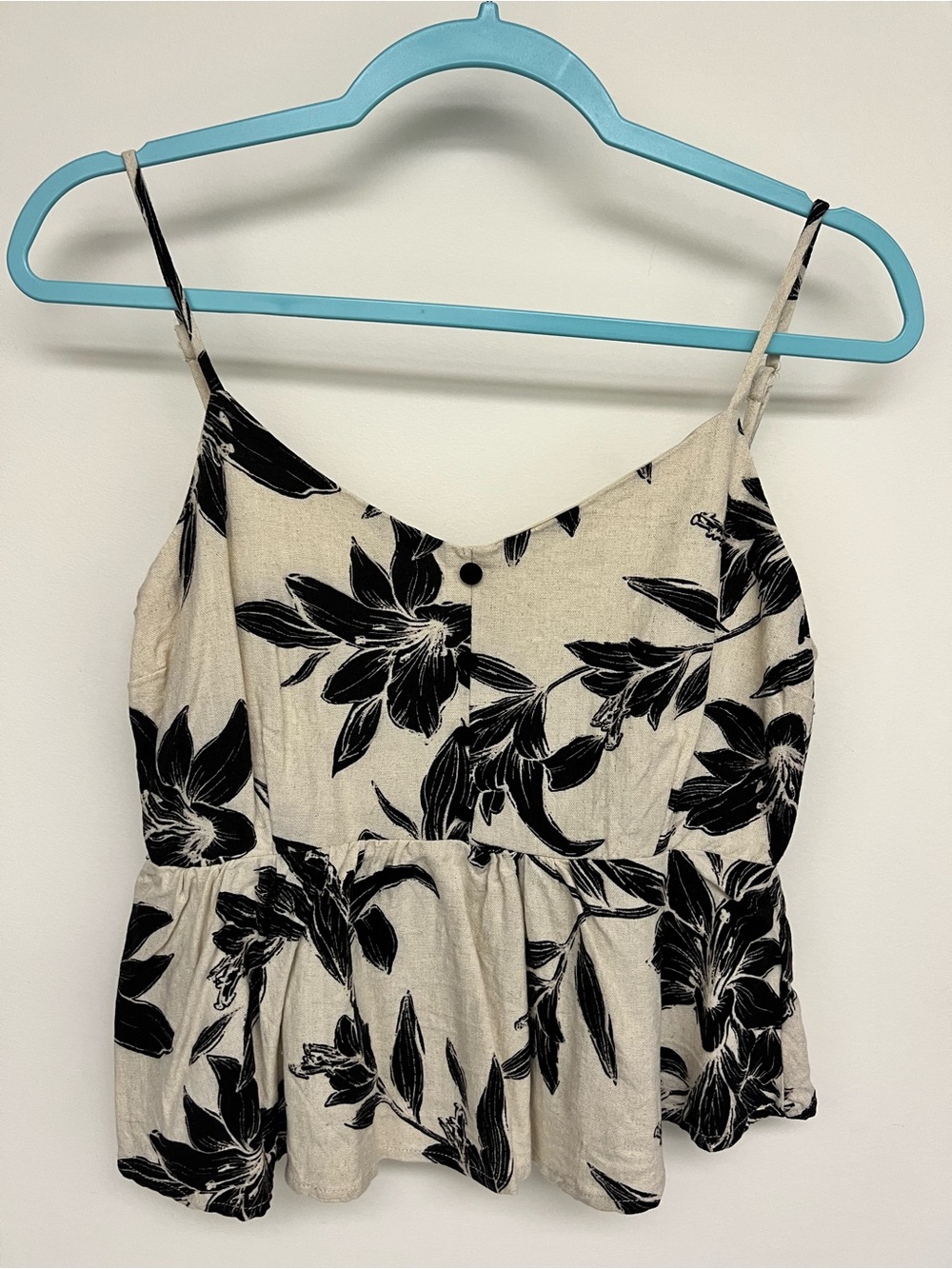 Women’s Black Floral Peplum Cami Top